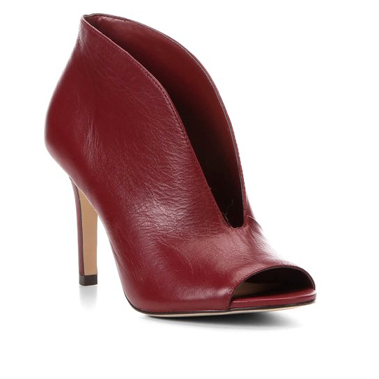 Sandália Couro Shoestock Vamp Salto Fino Feminina - Vinho