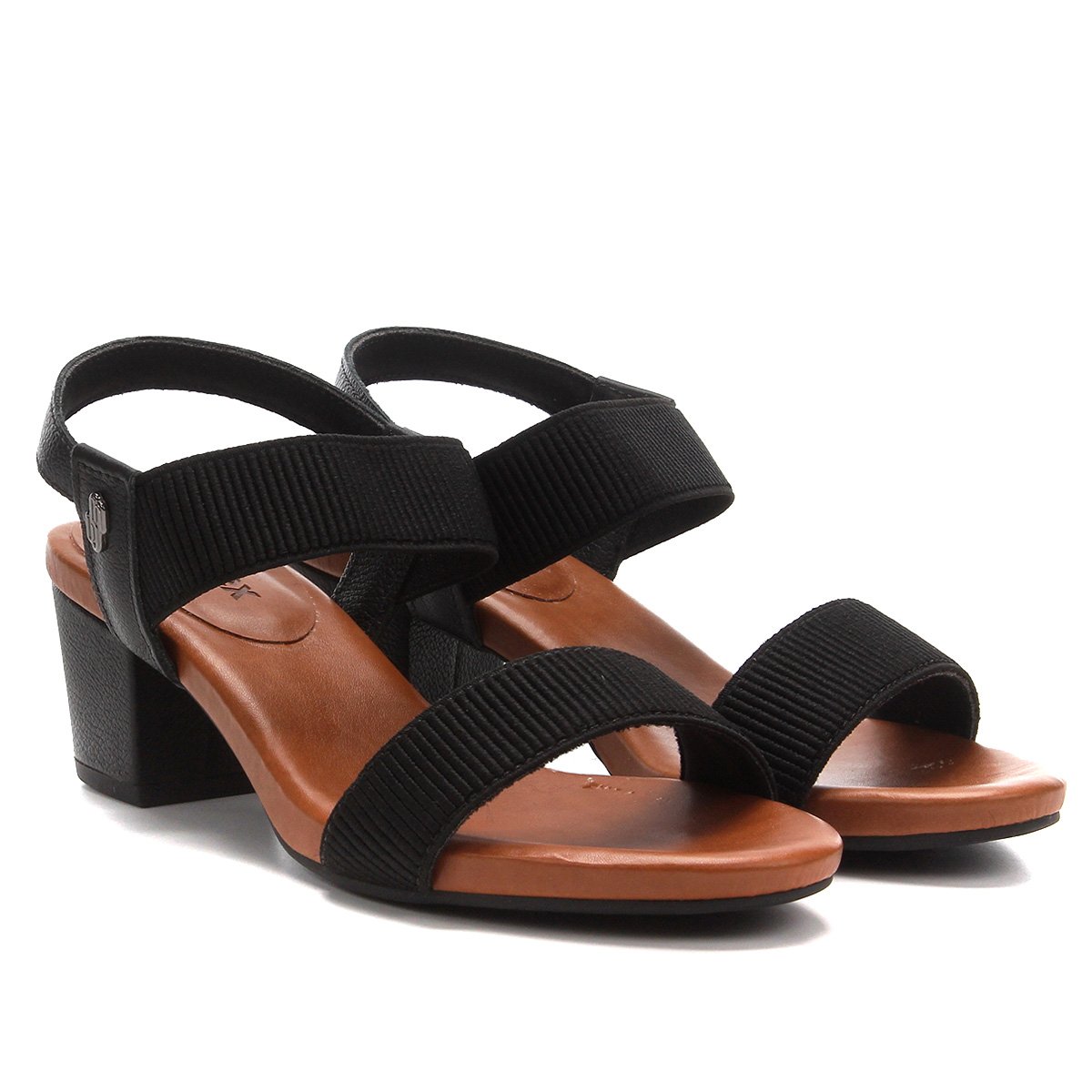 Sandália Couro Usaflex Salto Grosso Tiras Elásticas Feminina Zattini