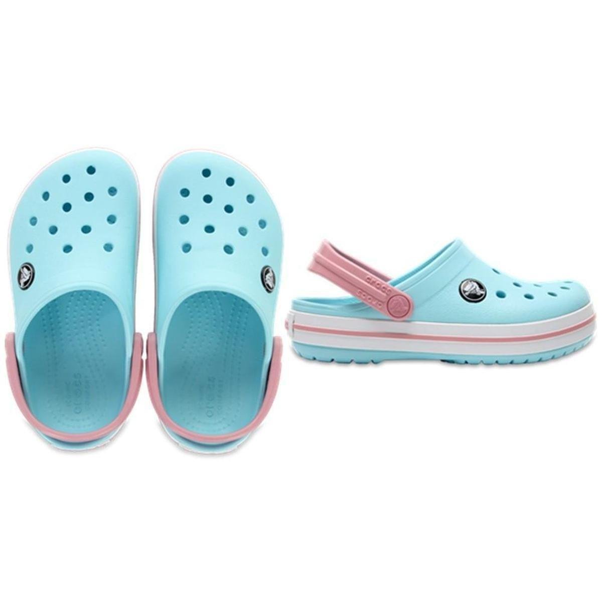 Sandália crocs crocband clog juvenil ice blue/white Menor preço em Sandália crocs crocband clog juvenil ice blue/white