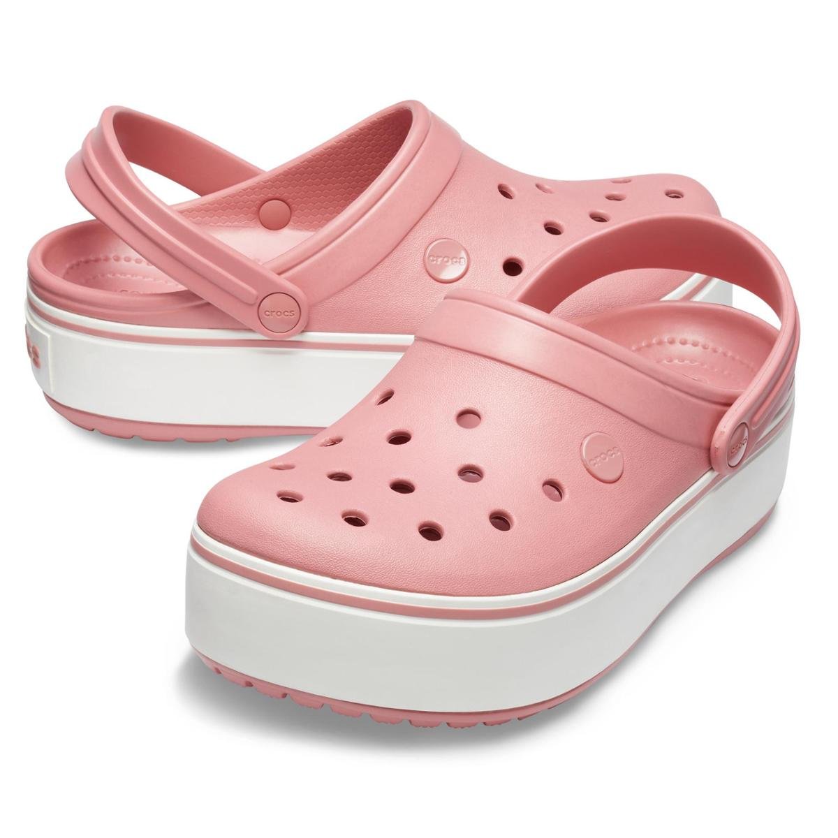crocs rosa e branco