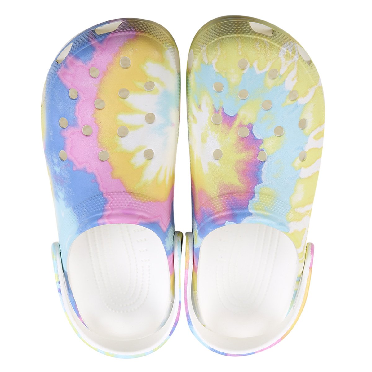 Sandália Crocs Tie Dye Graphic Clog - Branco+Azul Claro Menor preço em Sandália Crocs Tie Dye Graphic Clog - Branco+Azul Claro