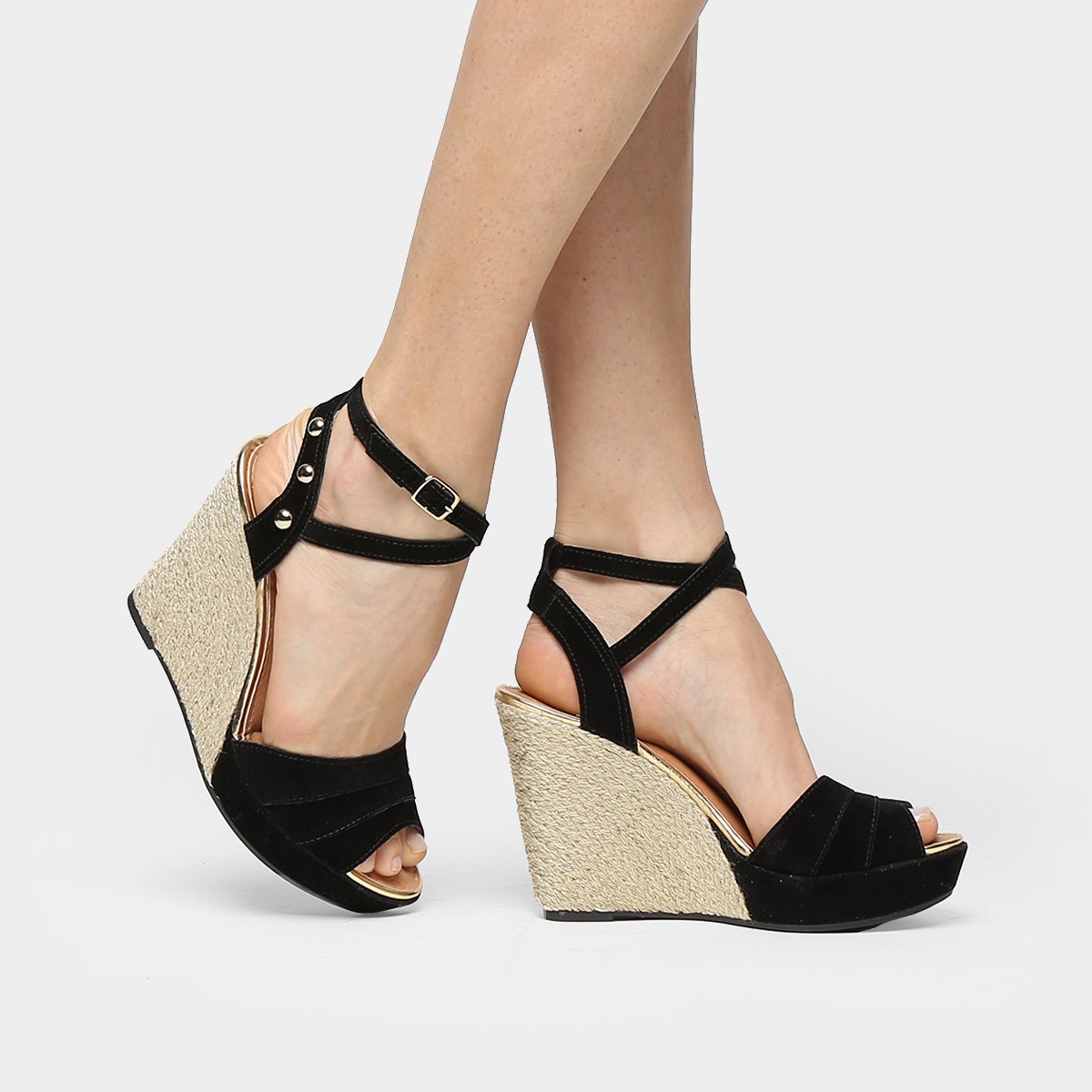 Sandália Dakota Anabela Corda - Preto | Zattini