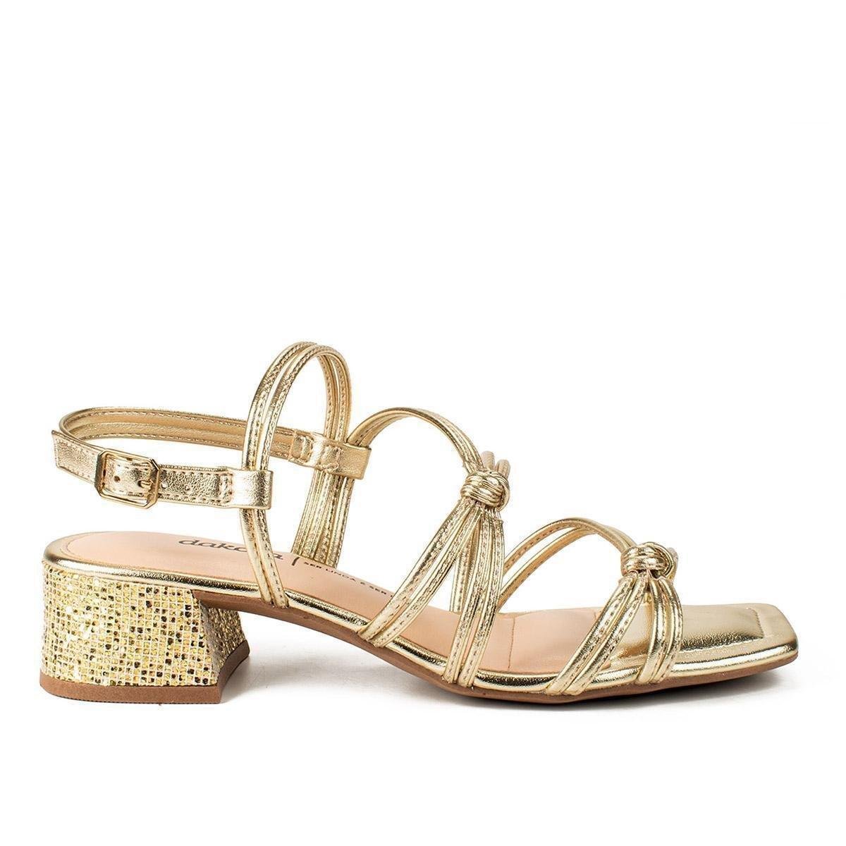 Sandália Dakota de Salto Bloco Metalizada Y6405 - Dourado | Zattini