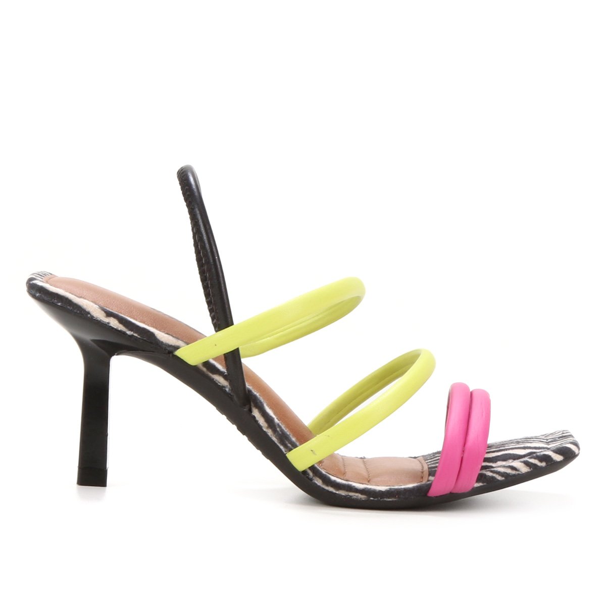 Sandália Dakota Multi Tiras Salto Fino Feminina - Preto+Amarelo Menor preço em Sandália Dakota Multi Tiras Salto Fino Feminina - Preto+Amarelo