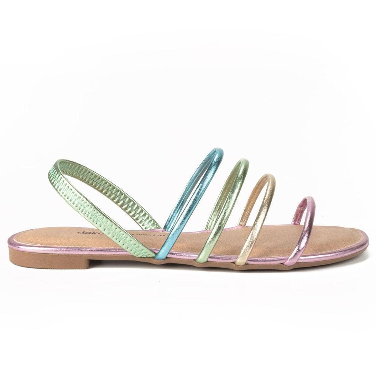 Sandália Dakota Rasteira De Tiras Finas Feminina - Verde+Rosa Menor preço em Sandália Dakota Rasteira De Tiras Finas Feminina - Verde+Rosa