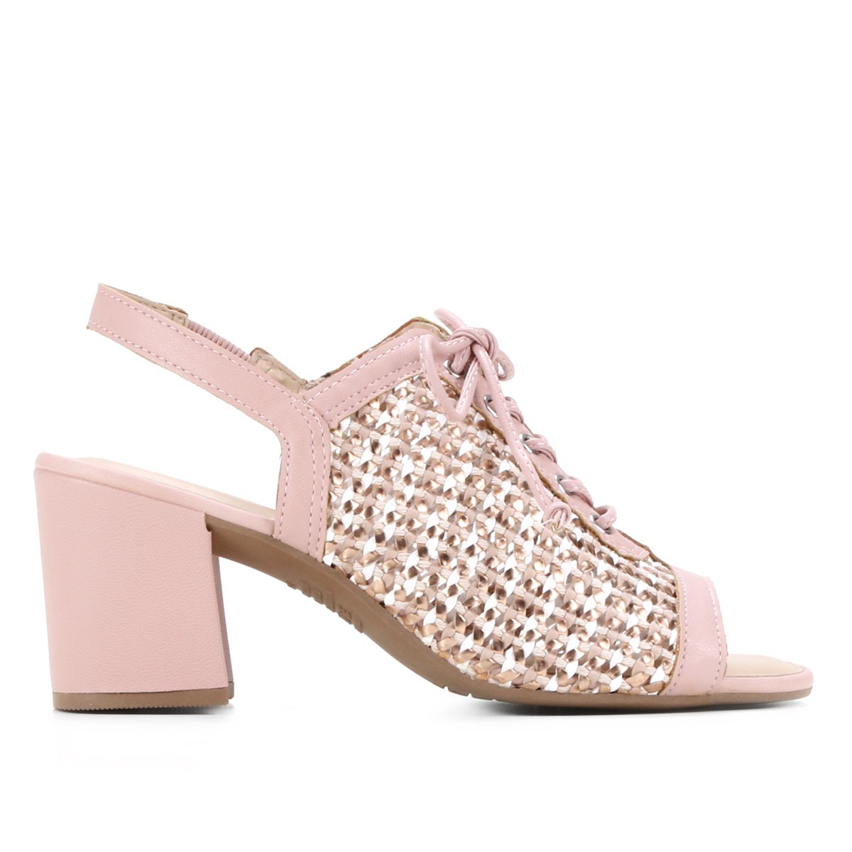 Sandália Dakota Salto Bloco Tramados Feminina - Rosa Menor preço em Sandália Dakota Salto Bloco Tramados Feminina - Rosa