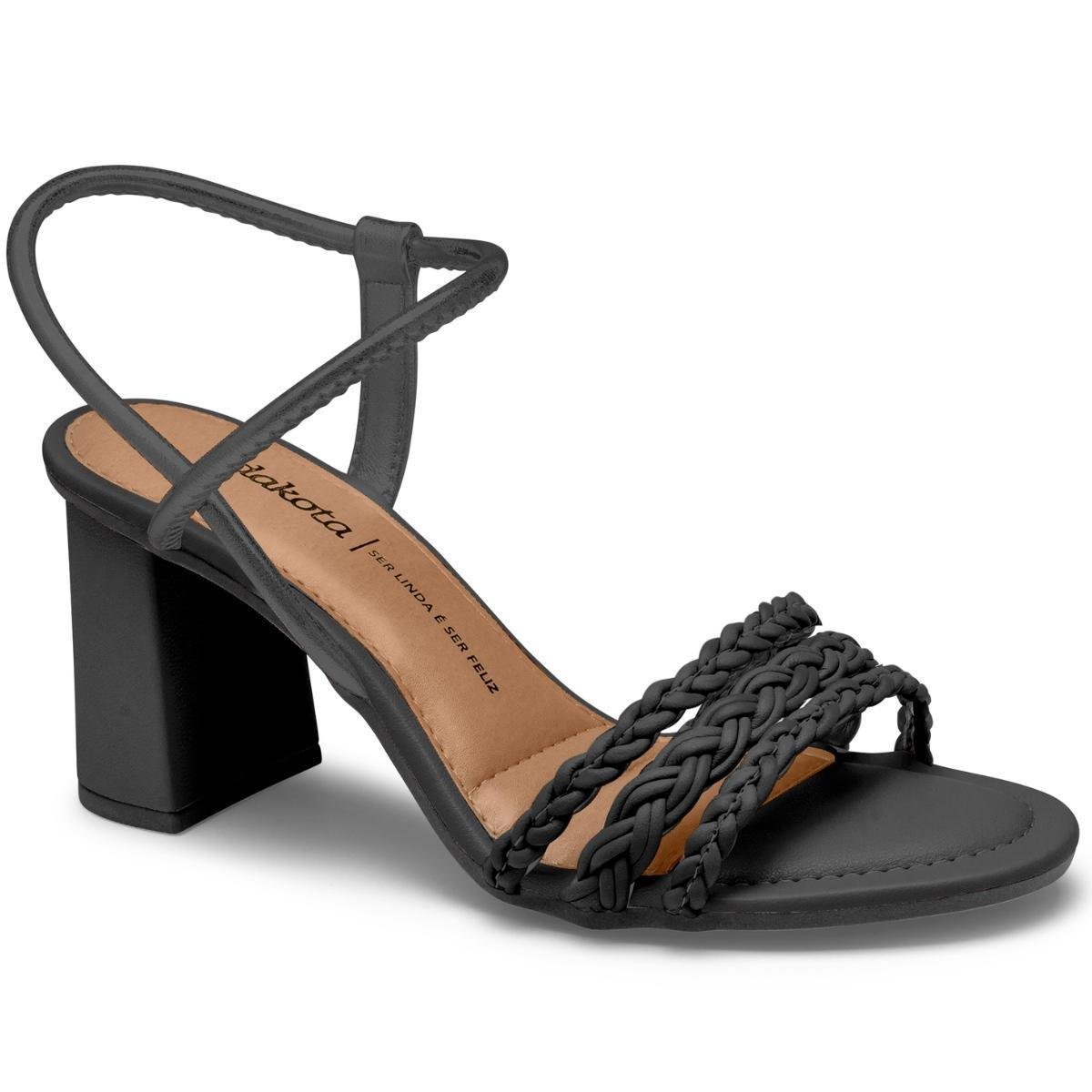 Sandalia Dakota Salto Grosso Bloco Feminina Conforto Tiras - Preto Menor preço em Sandalia Dakota Salto Grosso Bloco Feminina Conforto Tiras - Preto