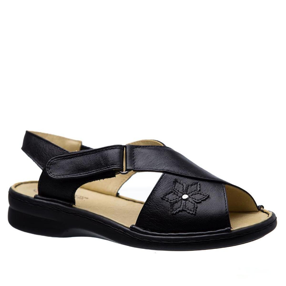 Sandália Doctor Shoes Couro Feminina Preto Zattini