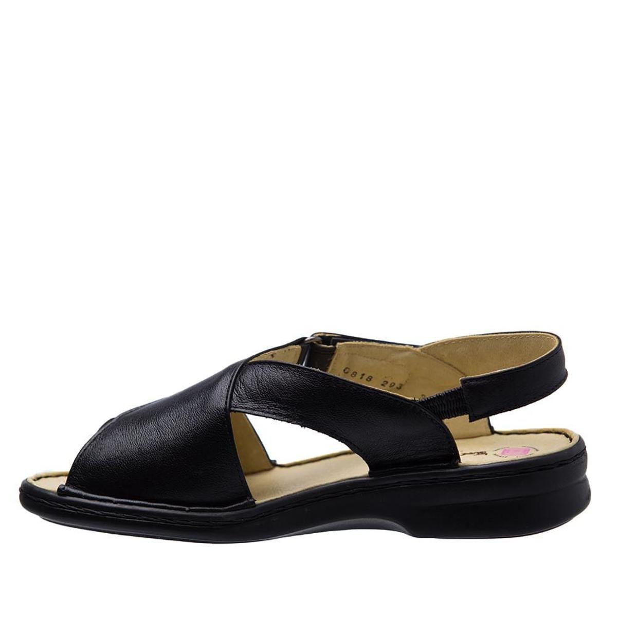 Sandália Doctor Shoes Couro Feminina Preto Zattini