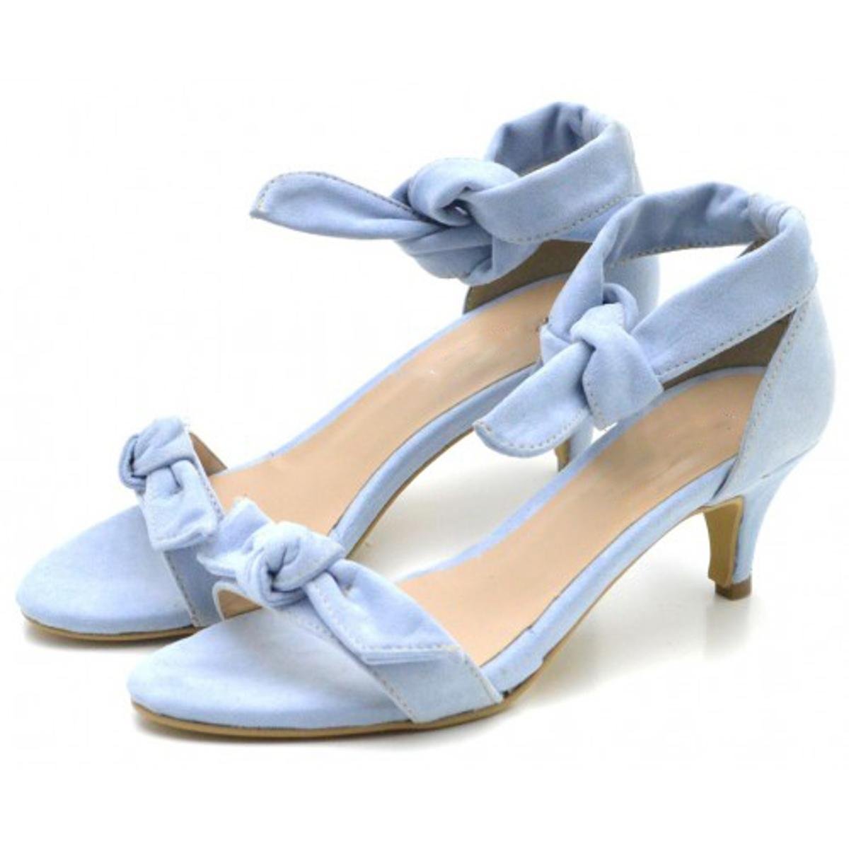 sandalia laço salto baixo