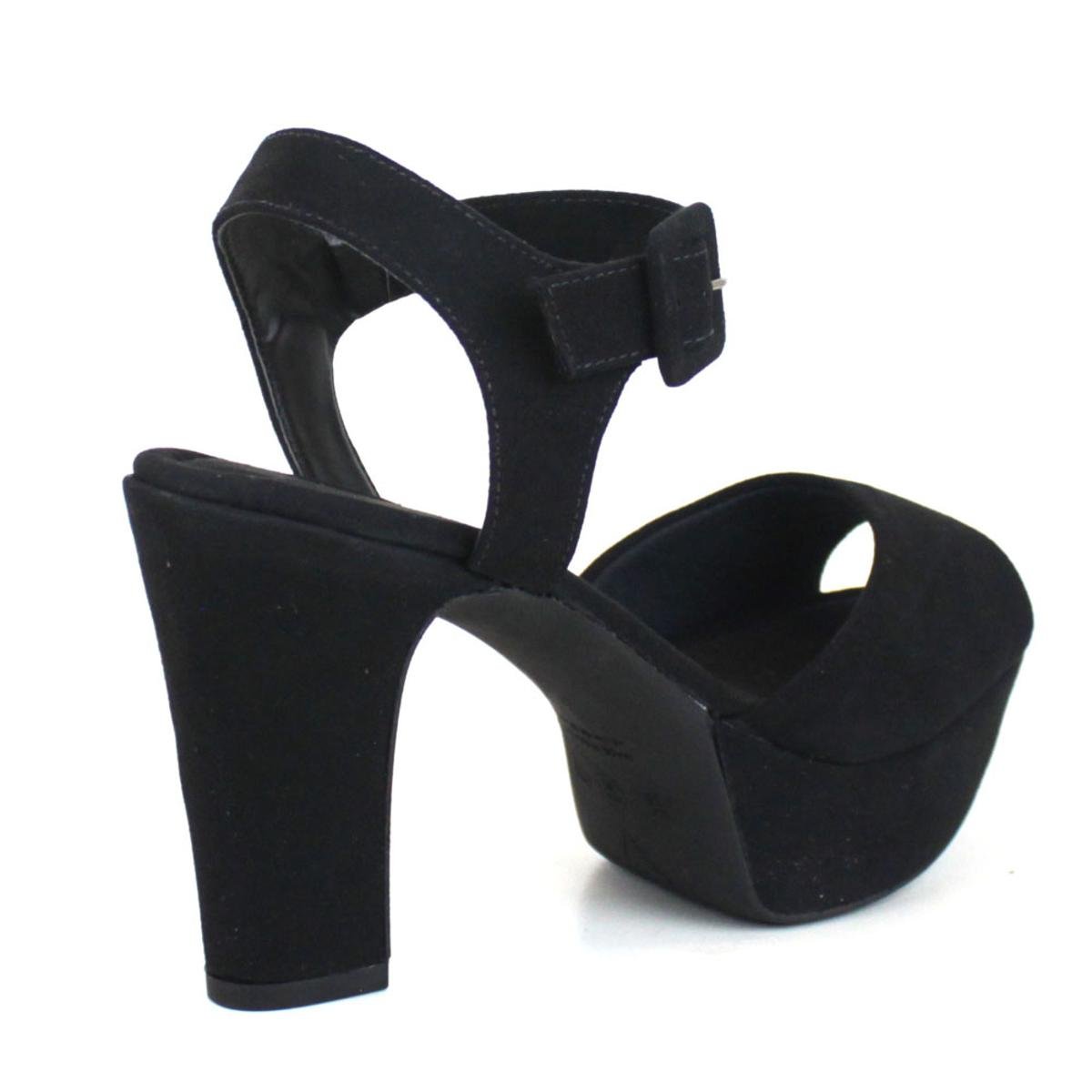 Sandalia Emporionaka Plataforma Suede Feminina - Preto | Zattini