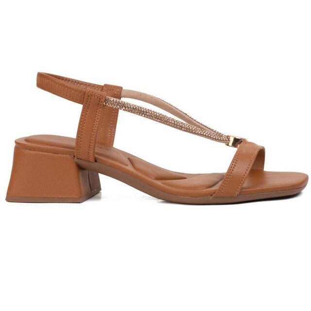 Sandália F. Salto Bloco Médio Tiras C/Strass Bebecê T5287447