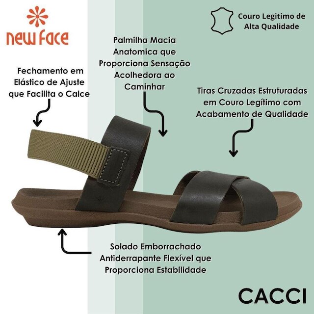 Sandalia Feminina Ajustavel Elastico Calce Facil New Face