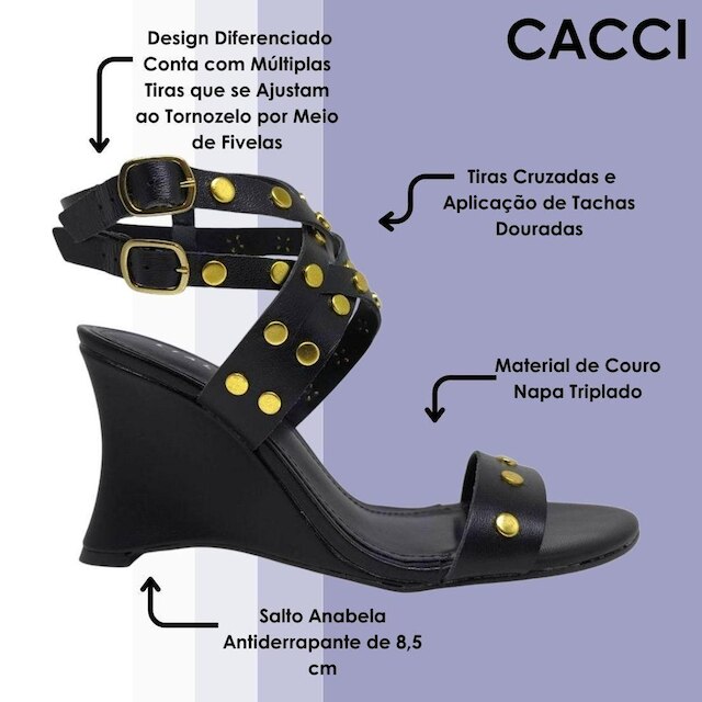 Sandalia Feminina Anabela Media Ajustavel Classica Lia Line