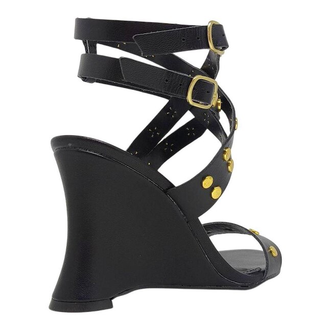 Sandalia Feminina Anabela Media Ajustavel Classica Lia Line