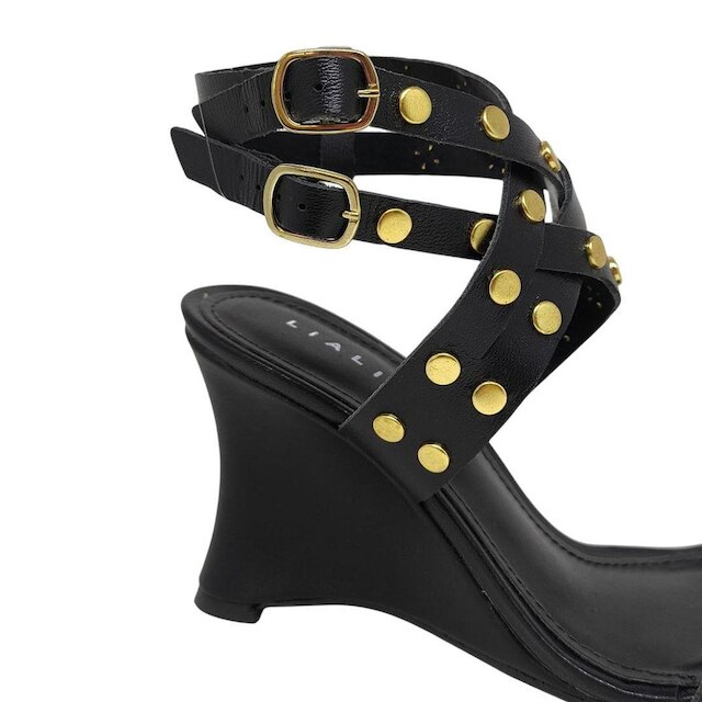 Sandalia Feminina Anabela Media Ajustavel Classica Lia Line
