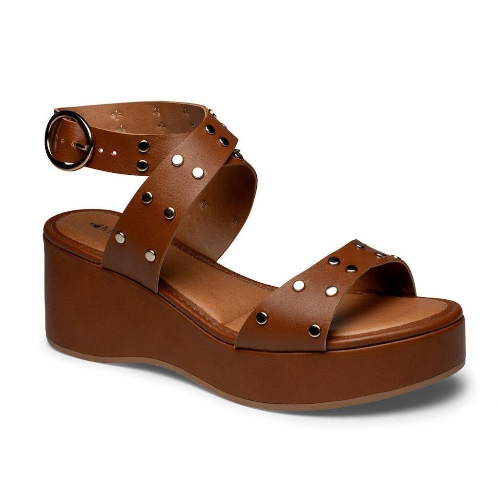 Sandalia Feminina Anabela Mississipi Boho Chic Aplique Tachas Moda Casual Ref: Mf505