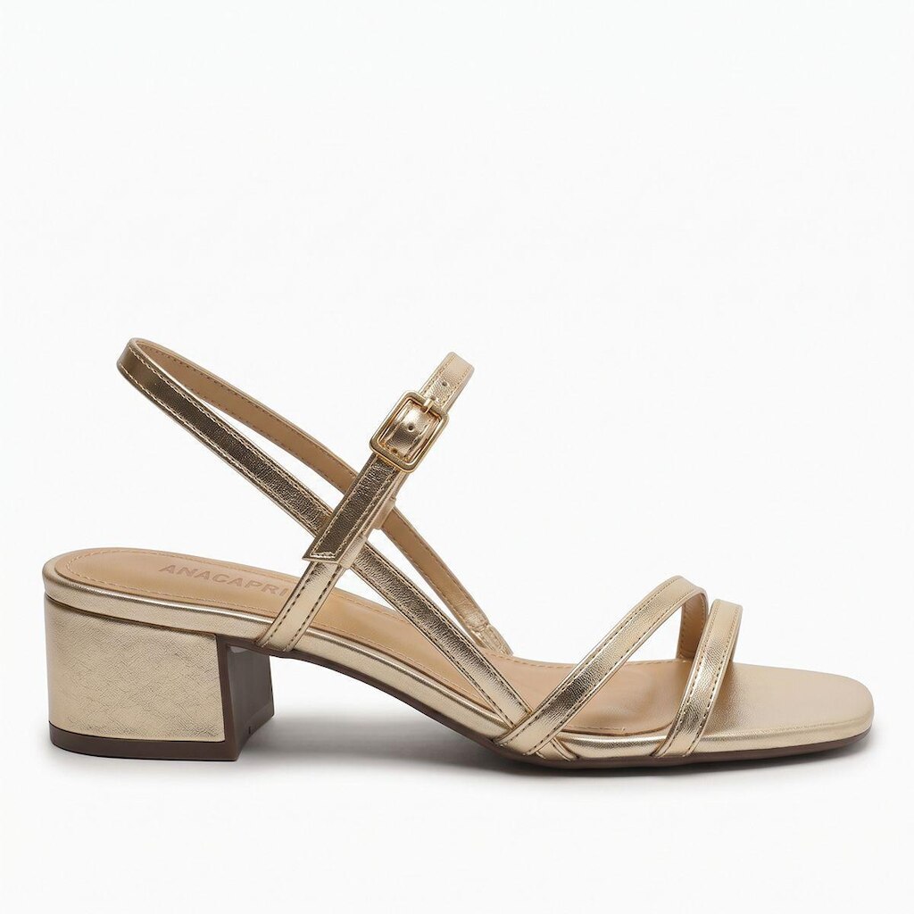 Sandália Feminina Anacapri Bico Quadrado Salto Bloco C3048901000011 Dourado