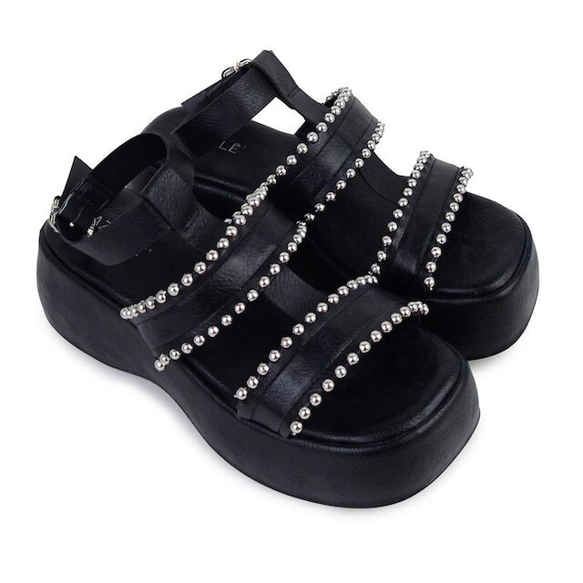 Sandália Feminina Azillê Plataforma Preta - 50410
