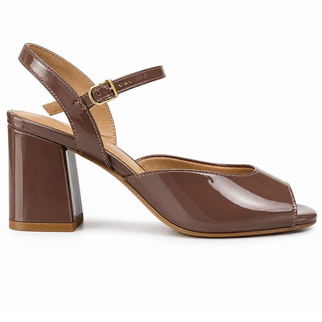 Sandália Feminina Beira Rio Salto Bloco Médio Verniz - Estilo Peep Toe Retro