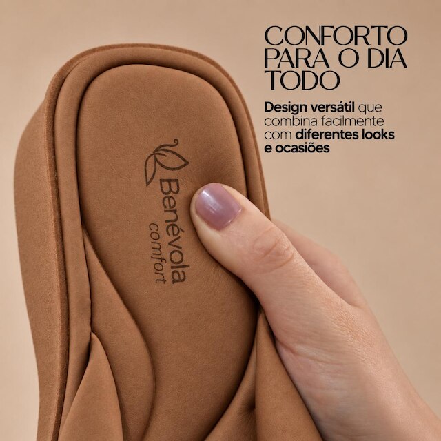 Sandália Feminina Benévola Anabela Laço Nobuck Conforto Palmilha Macia Solado Antiderrapante