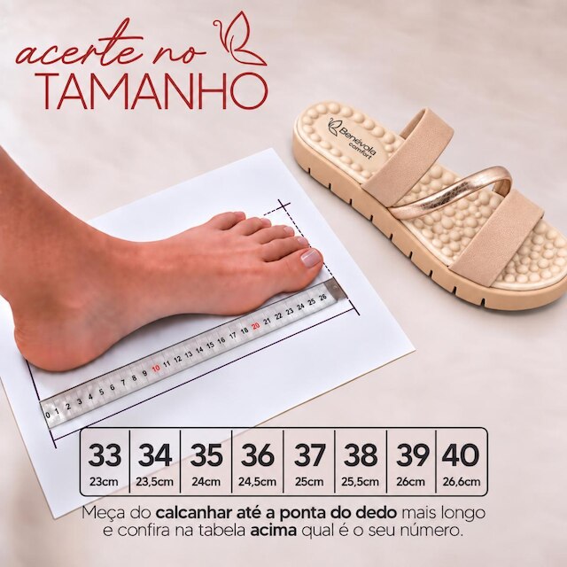 Sandália Feminina Benévola Comfort Papete Slide Palmilha EVA Macia Antiderrapante Fácil de Calçar