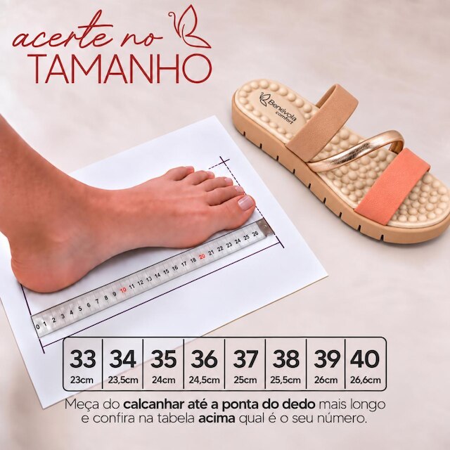 Sandália Feminina Benévola Comfort Papete Slide Palmilha EVA Macia Antiderrapante Fácil de Calçar