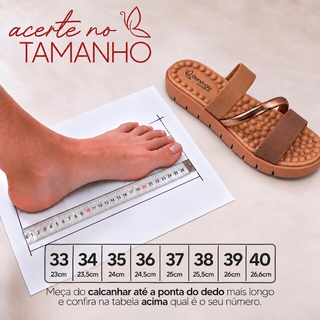 Sandália Feminina Benévola Comfort Papete Slide Palmilha EVA Macia Antiderrapante Fácil de Calçar