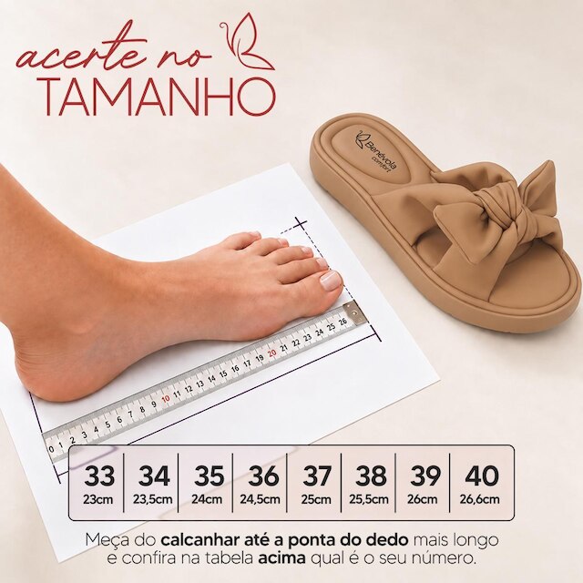 Sandália Feminina Benévola Comfort Slide Laço Palmilha Macia Anatômica Nobuck Sintético Confortável