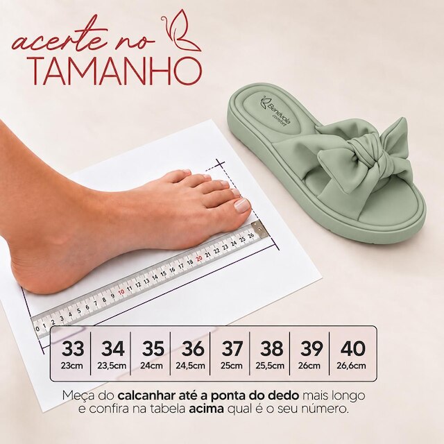 Sandália Feminina Benévola Comfort Slide Laço Palmilha Macia Anatômica Nobuck Sintético Confortável