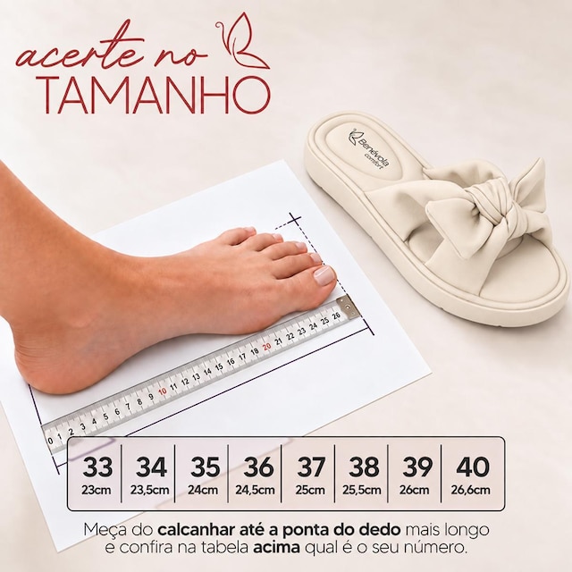 Sandália Feminina Benévola Comfort Slide Laço Palmilha Macia Anatômica Nobuck Sintético Confortável