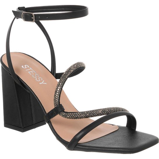 Sandália Feminina Brilho Salto Alto Confortável Original Zattini