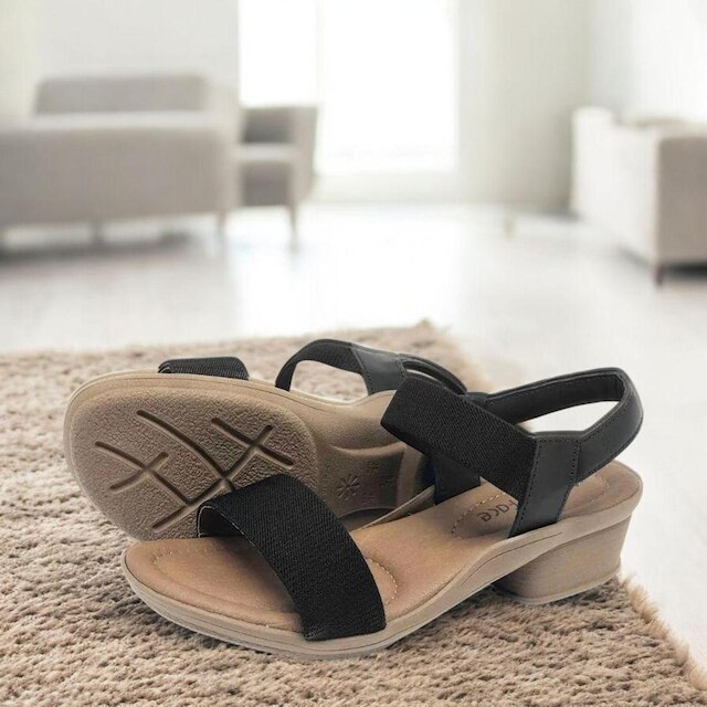 Sandalia Feminina Calce Facil Elastico Macia Leve New Face