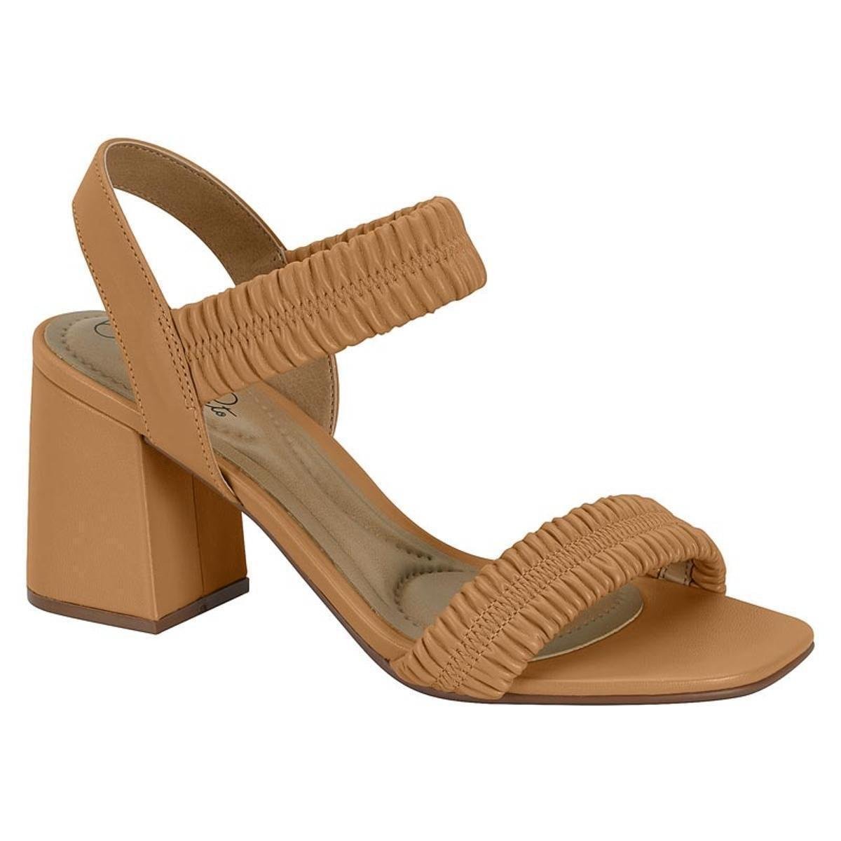 Sandalia Feminina Casual Salto Alto Grosso Com Tiras em Elástico