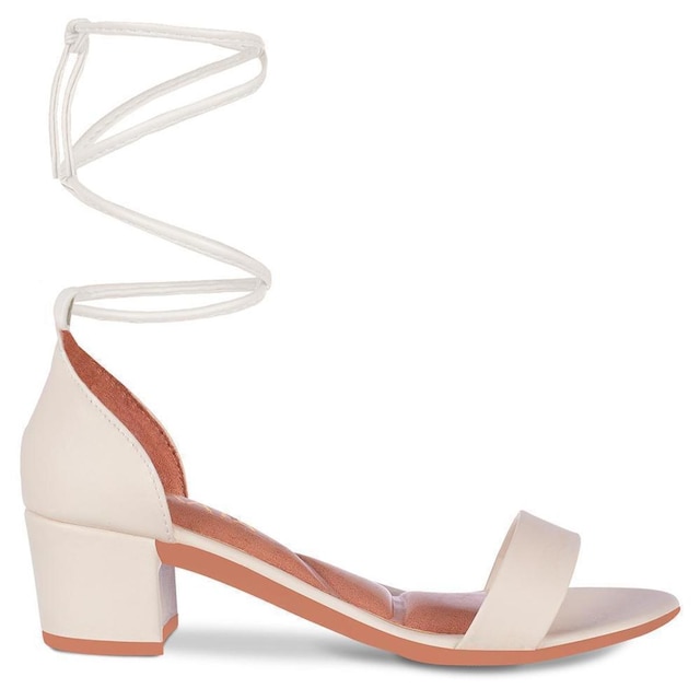 Sandalia Feminina Casual Salto Bloco Grosso Tiras de Amarrar Sintético Moda Festa A3.29