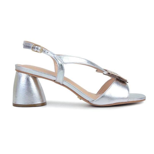 Sandália Feminina Cecconello Cristal Couro Prata - 2511004