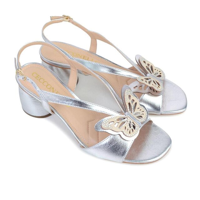 Sandália Feminina Cecconello Cristal Couro Prata - 2511004