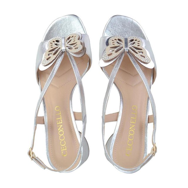 Sandália Feminina Cecconello Cristal Couro Prata - 2511004