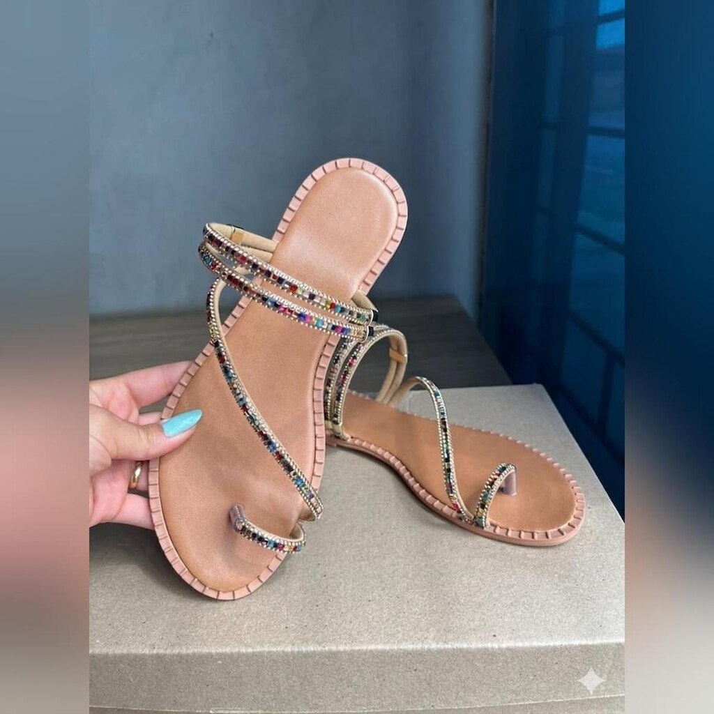 Sandália Feminina com Strass Ajustável