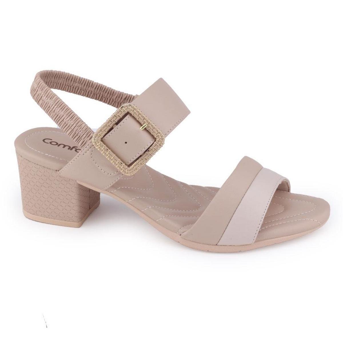 Sandália feminina Comfortflex 22-57403 Nude salto Bloco 5cm - Bege Menor preço em Sandália feminina Comfortflex 22-57403 Nude salto Bloco 5cm - Bege