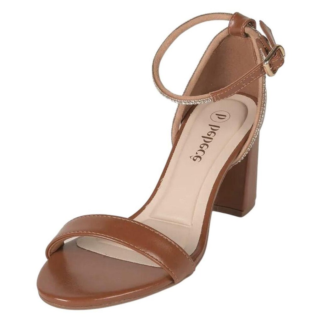 Sandalia Feminina Confortavel Elegante Salto Bloco Bebece