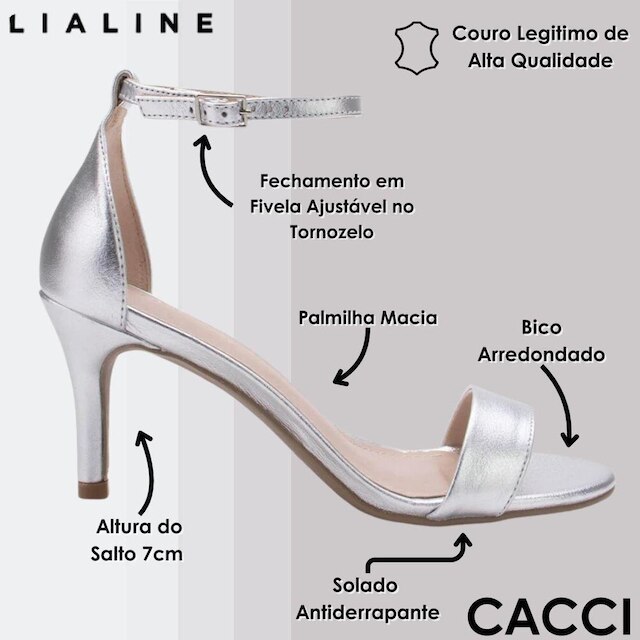 Sandália Feminina Couro Anna Salto Fino Medio Lia Line