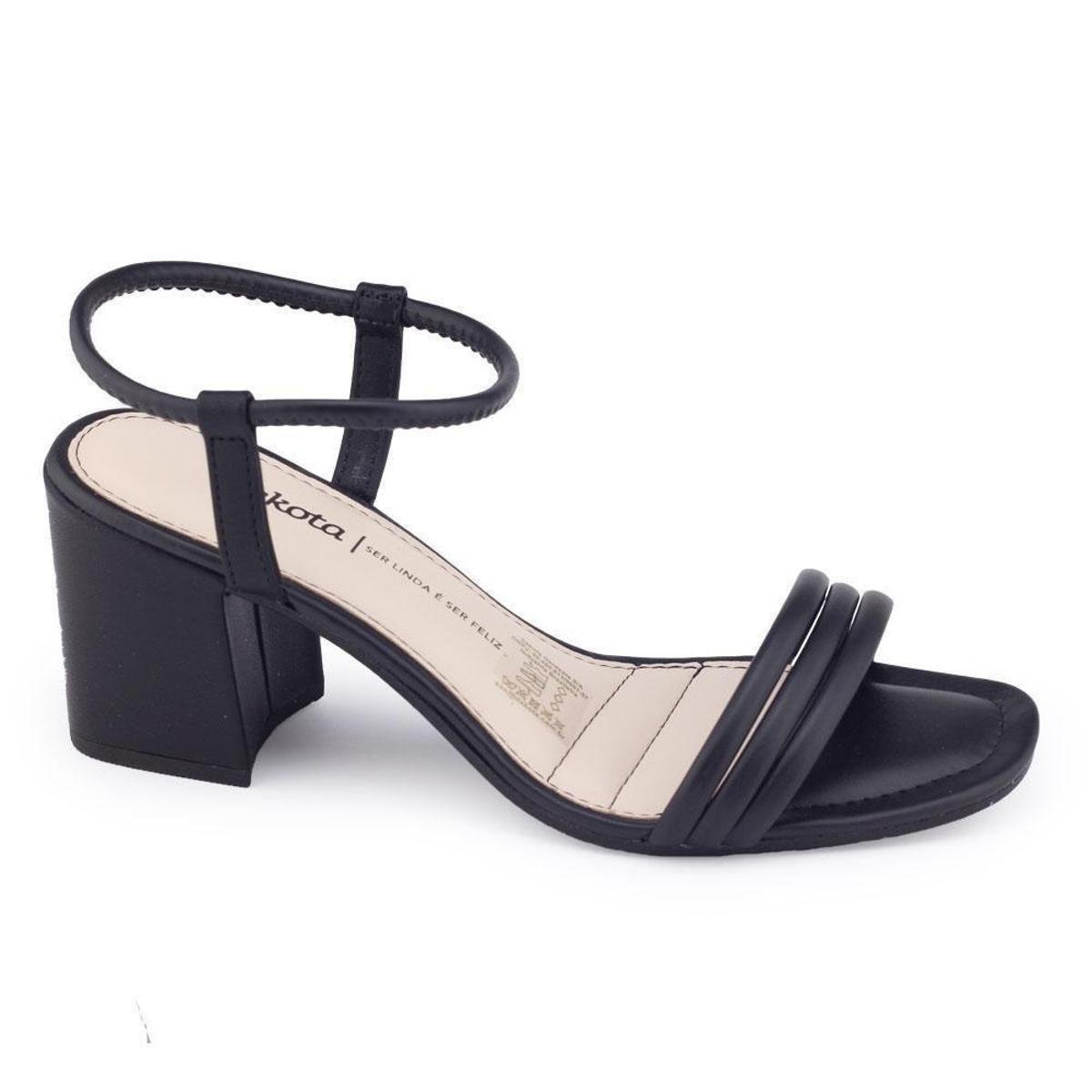 Sandália feminina Dakota Z9432 salto bloco médio tiras Cores - Preto Menor preço em Sandália feminina Dakota Z9432 salto bloco médio tiras Cores - Preto