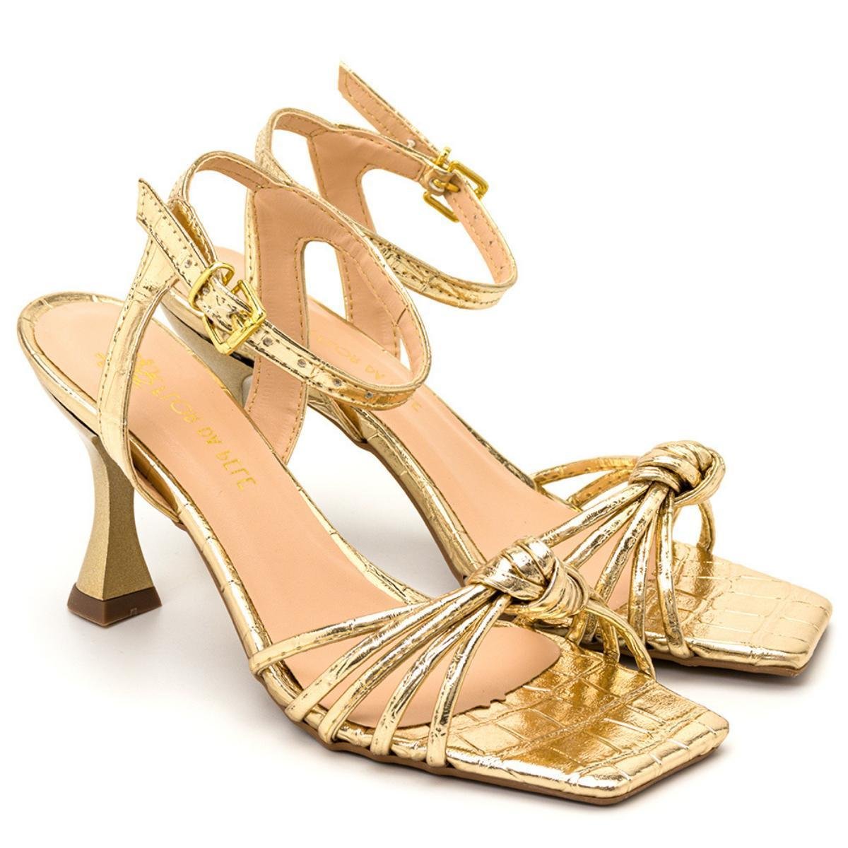 Sandália Feminina Dourada Tendencia Salto Taça Casual - Dourado | Zattini