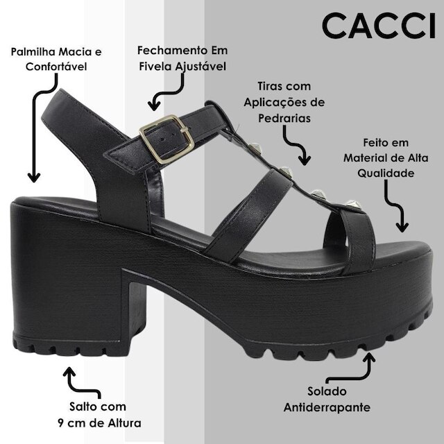 Sandália Feminina Elegante Conforto Salto Médio Cacci