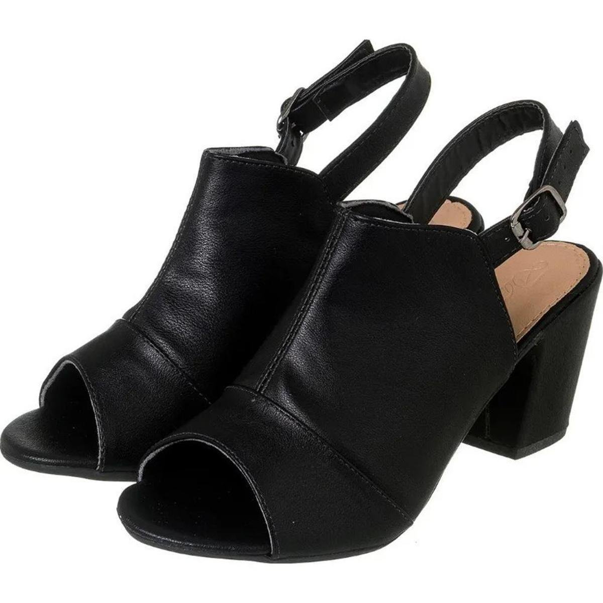 Sandália Feminina Fechada Salto Alto Grosso Confortável Fechada