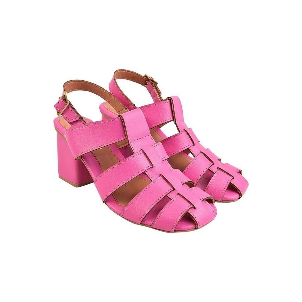 Sandália Feminina Fisherman Salto Bloco Moderna Estilo Moda - Pink Menor preço em Sandália Feminina Fisherman Salto Bloco Moderna Estilo Moda - Pink