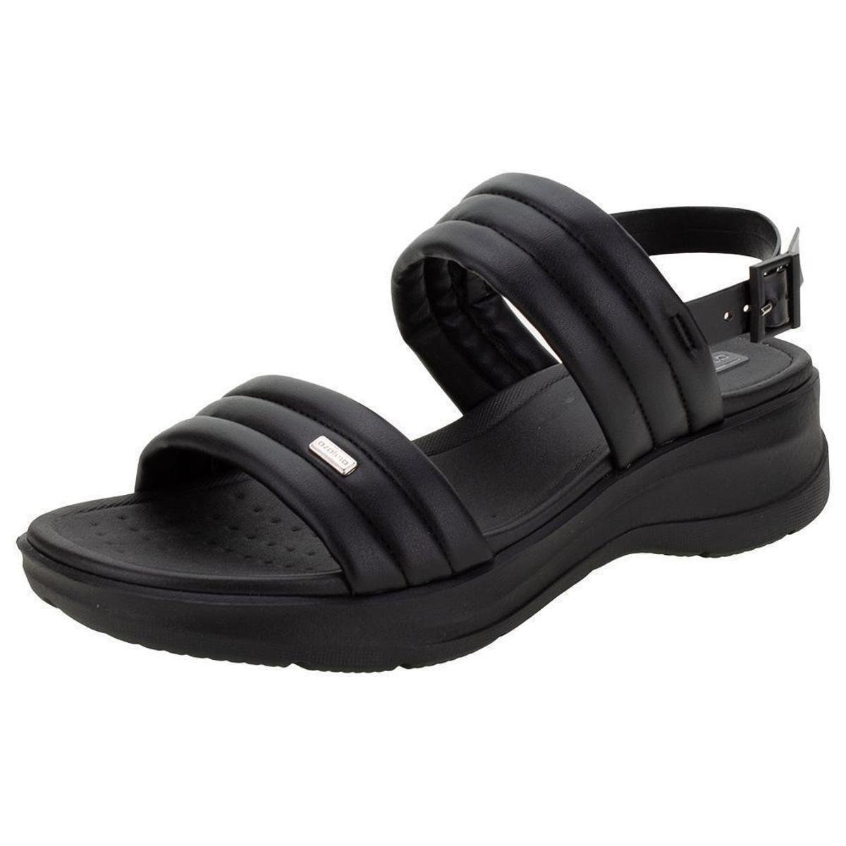 Sandália Feminina Flat Azaléia - 335660 - Preto Menor preço em Sandália Feminina Flat Azaléia - 335660 - Preto