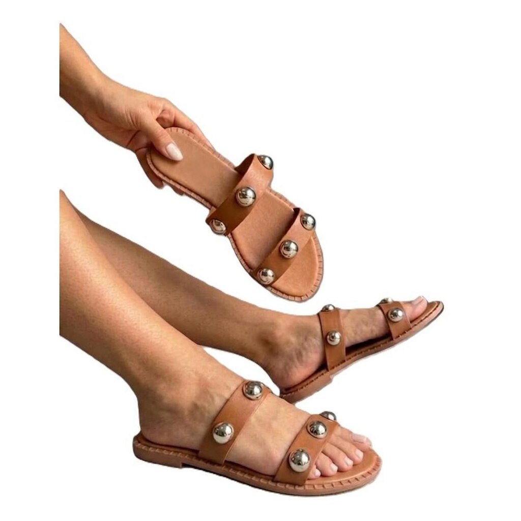 Sandália Feminina Flat Virginia Detalhe Metal ABS Confortável