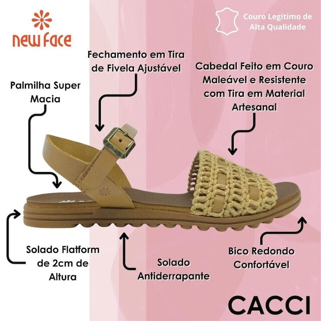 Sandália Feminina Flatform Artesanal Moderna Couro New Face
